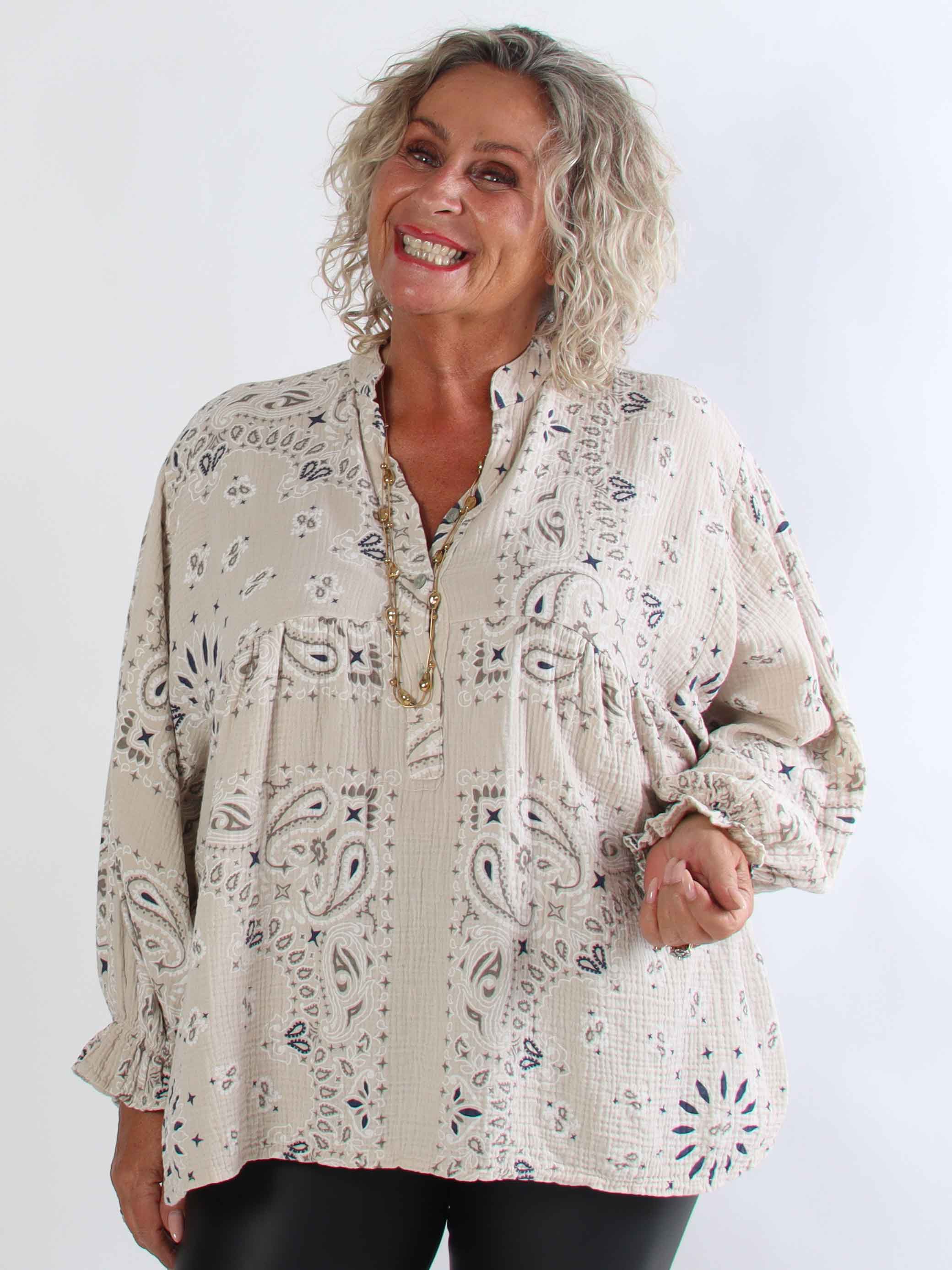 Diva Paisley – Plus size tunika i mjuk bomullsmuslin med paisleymönster